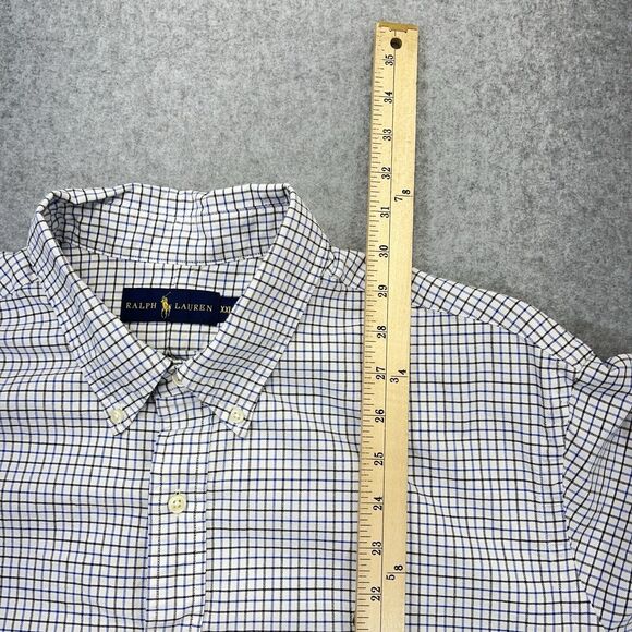 Ralph Lauren Button Down Shirt Mens XXL 2XL Grid Check Flesh Pony Long Sleeve - Picture 10 of 10